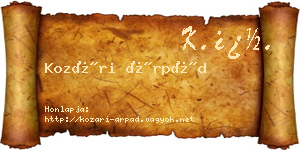 Kozári Árpád névjegykártya
