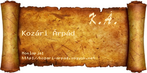 Kozári Árpád névjegykártya