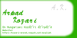 arpad kozari business card
